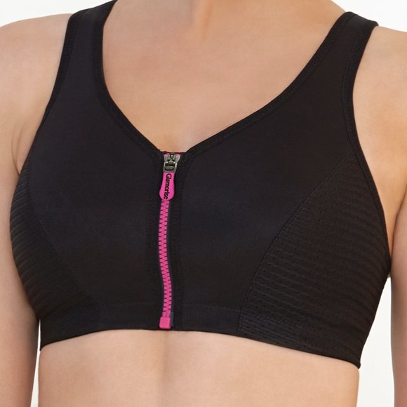 Set of 3! 40B Glamorise SPORT Bra (HIGH-IMPACT) Black (RACERBACK) T-Back Zip NEW - Picture 4 of 16